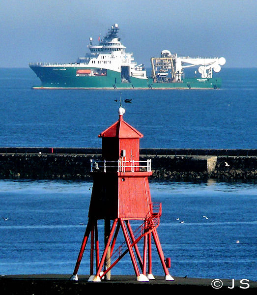 Groyne with ship